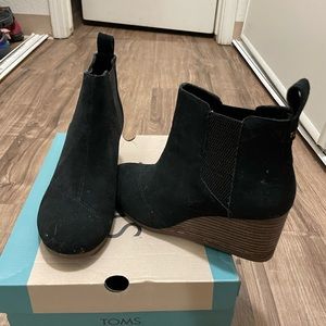 Selling my Tom wedge booties. Only worn 2 times. Just to tight on me.